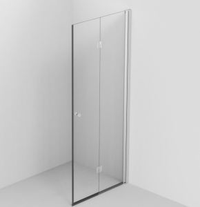 Dušo durys perlenkiamos švytuoklinės dešininės Fold 89-90x200cm  (45x45) skaidrus stiklas anoduotas profilis