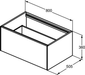 Spintelė Ideal Standard Conca, matmenys: 800x505x360mm, 1 stalčius, be stalviršio, spalva: tamsus riešutas
