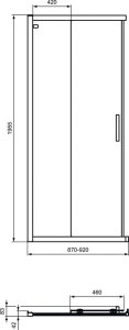 Dušo durys Ideal Standard Connect 2, 90cm, skaidrus stiklas, juodas profilis. Pilnai komplektacijai reikalingi 2vnt