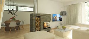Plieninis židinio ugniakuras SCHMID EKKO R 55(34)51 H (609 x 1128 x 475), 2,4-5,3kW