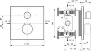 Dekoratyvinė dalis vonios/dušo maišytuvui Ideal Standard Ceratherm C100, termostatinė, spalva - juoda matinė