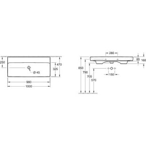 Praustuvas VILLEROY&BOCH Collaro 1000 x 470 mm