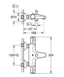 Termostatinis vonios/dušo maišytuvas Grohe Grohtherm 800