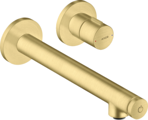 Praustuvo maišytuvas AXOR Uno Select 221 mm, 2 dalių, iš sienos, šlifuoto žalvario spalvos (Brushed Brass)