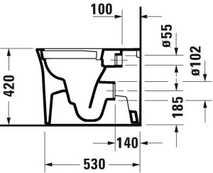 Pastatomas unitazo puodas Duravit White Tulip Rimless, bakelis į komplektą neįeina