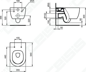 Pakabinamas unitazas Ideal Standard Blend Curve Aquablade                                                                      