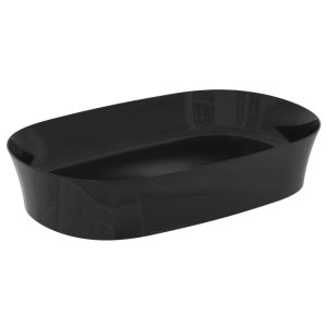 Praustuvas-dubuo Ideal Standard Ipalyss Oval, matmenys 600x380x120mm, spalva - juoda matinė, su dugno vožtuvu