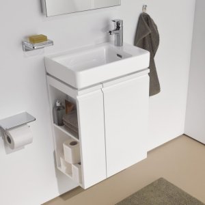 Spintelė praustuvui Laufen PRO S 470x275x605 mm, durų lankstai dešinėje, lentynos kairėje, tinka praustuvui 815954, spalva - grafito