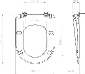 Unitazo dangtis Ravak Uni Chrome Flat, juodos spalvos, su lėtu užsidarymo mechanizmu