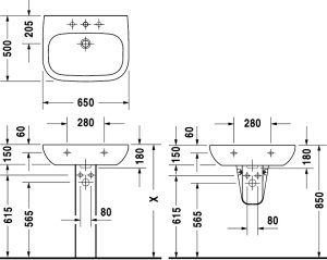 Praustuvas DURAVIT D-code 65x50 cm