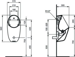 Pisuaras Ideal Standard I.Life, rimless, vidiniu vandens įvadu