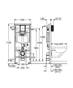 Potinkinis WC rėmas GROHE Rapid SL su ventiliacijos pajungimu