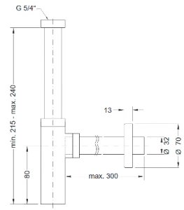Sifonas praustuvui Sanela Design, Ø32mm, nerūdijančio plieno, matinis