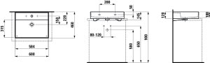Praustuvas Laufen KARTELL 600x460x120 mm, šlifuota apačia, be angos maišytuvui