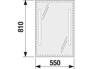 Veidrodis Jika CLEAR 550x50x810 mm, su 2 integruotais vertikaliais LED šviestuvais