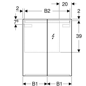 Veidrodinė spintelė Geberit Option 600x700x150, su apšvietimu, dvi durelės