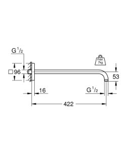 Alkūnė dušo galvai GROHE Rainshower 422mm