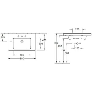 Praustuvas VILLEROY&BOCH Subway 2.0 800x470mm