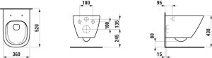 Pakabinamas unitazas Laufen LUA Advanced, Rimless, su paslėpto tvirtinimo sistema, spalva - bahamabeige