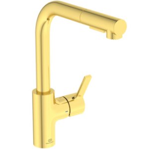 Maišytuvas plautuvei Ideal Standard Gusto L, su ištraukiama žarna, spalva - Brushed Gold                                                                          