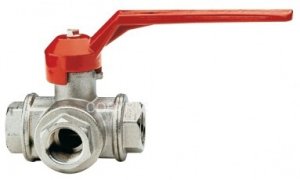Žalvarinis chromuotas (matinis) rutulinis trišakis ventilis Dn3/4"