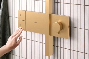 Termostatinė dušo sistema HANSGROHE Raindance Alive S 300, 1 srovės, spalva - šlifuotos bronzos (brushed bronze)
