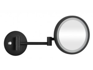 Kosmetinis pakabinamas veidrodis Bemeta su Led apšvietimu, Ø 160 mm, 5X, juodas