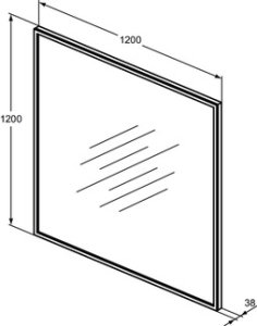 Veidrodis Ideal Standard Conca, 1200x1200x38mm, su LED apšvietimu, juodas rėmas