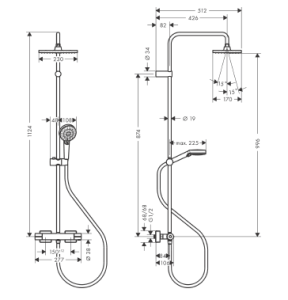 Termostatinė dušo sistema HANSGROHE Vernis Shape 230, 1 srovės, spalva - juoda matinė (matt black)