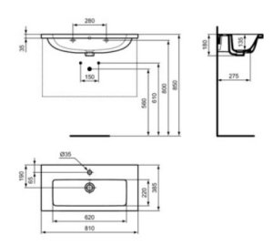 Praustuvas Ideal Standard  I.Life S, matmenys: 810x385x180