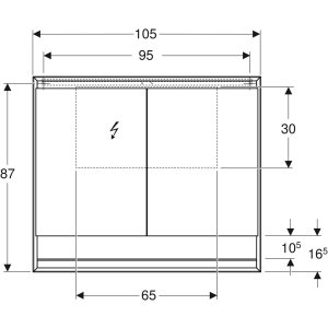 Geberit One veidrodinė spintelė 105x65x15 cm, su apšvietimu, baltos spalvos