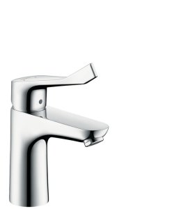 Praustuvo maišytuvas HANSGROHE Focus Care 100 su ilga 12,1 cm rankenėle ir dugno vožtuvu