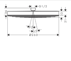 Dušo galva HANSGROHE Pulsify S 260, 1 srovės, spalva - šlifuotos bronzos (brushed bronze)