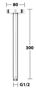 Alkūnė dušo galvai iš lubų 300mm
