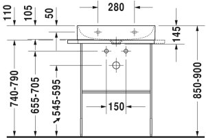 Praustuvas Durasquare 60x47 šliifuotaapačia, be skylės maišytuvui