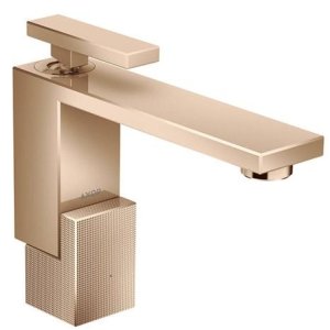 Praustuvo maišytuvas AXOR Edge 130 diamond cut, su paspaudžiamu (push-open) dugno vožtuvu, poliruoto raudono aukso spalvos (Polished Red Gold)