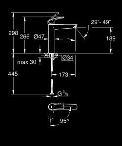 Praustuvo maišytuvas GROHE Eurosmart  XL dydis, chromo spalvos 