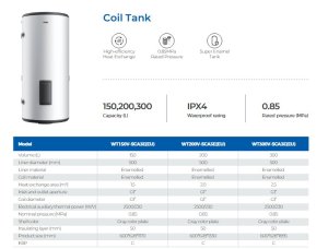 Kombinuotas vandens šildytuvas HAIER WT200V-SCA3EEU šilumos siurbliui