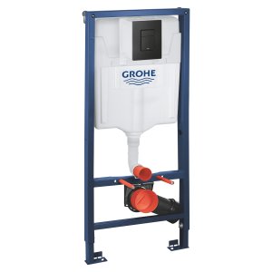 Potinkinis WC rėmas GROHE Rapid SL, su juodu mygtuku Skate Cosmo, su tvirtinimo elementais 
