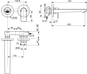 Maišytuvas praustuvui Ideal Standard Connect Air, 2 dalių, sieninis. Reikalinga potinkinė dalis A5948NU