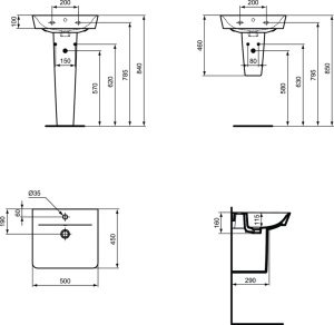 Praustuvas Ideal Standard Connesct Air Cube, matmenys 500x450x100 mm