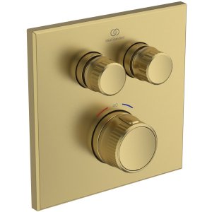 Dalis dekoratyvinė vonios/dušo Ideal Standard Navigo, termostatinė, spalva - šlifuotas auksas (brushed gold), kvadratinė. Reikalinga potinkinė dalis A1000NU