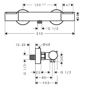 Termostatinis dušo maišytuvas HANSGROHE Ecostat Element, spalva - chromo