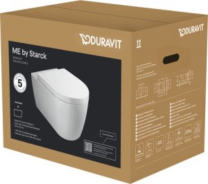 Pakabinamas unitazas Duravit Me By Starck Rimless + dangtis softclose, su Wonder Gliss danga