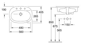 Įleidžiamas praustuvas VILLEROY&BOCH O.Novo 560x405 mm su CeramicPlus danga