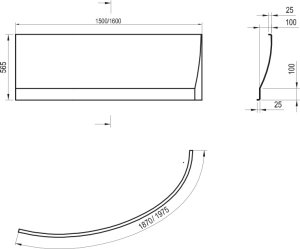 Vonios panelė Ravak Avocado 150 cm (D)
