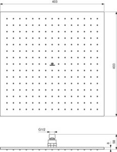 Galva dušo Ideal Standard Ideal Rain Square, matmenys: 400x400mm, magnetic grey