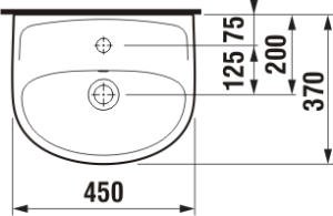Praustuvas Jika LYRA PLUS, 450x370x155 mm, su 1 anga maišytuvui viduryje