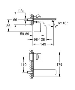 Praustuvo maišytuvas iš sienos GROHE Lineare M 149 mm, nerūdijančio plieno spalvos 