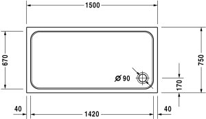 Dušo padėklas Duravit DuravitD-code 150x75